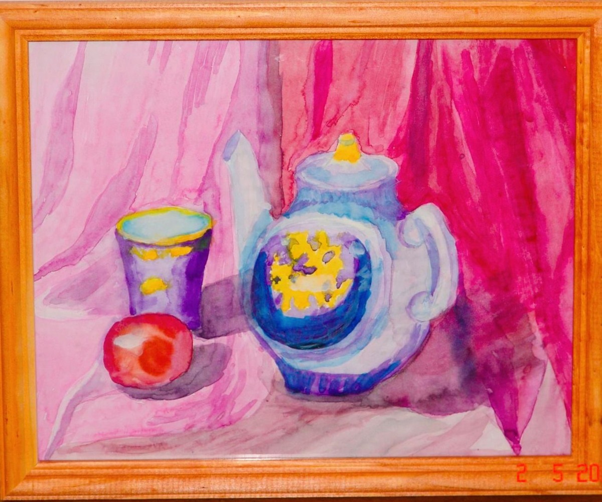 Мой рисунок, фото из личного архива. Чайные фантазии.Акварель.