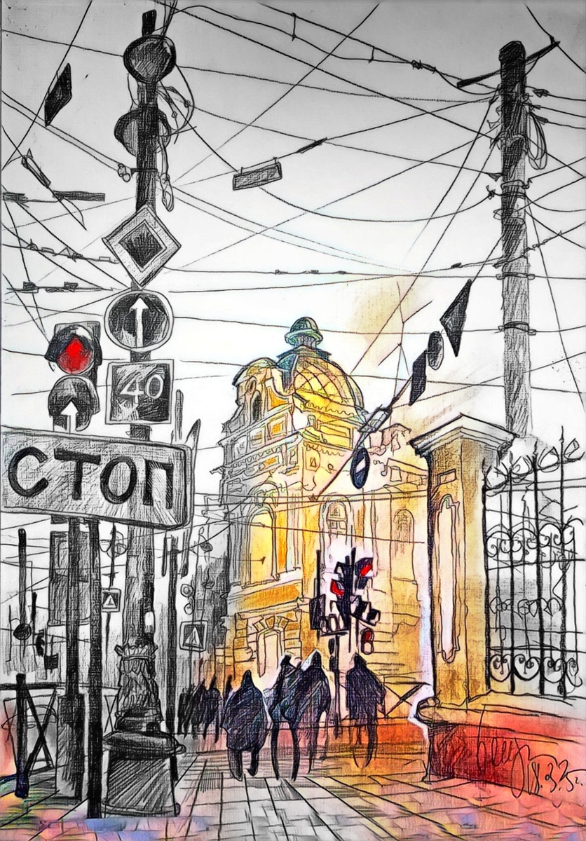 "Просто, я живу на улице Ленина...", карандаш, 21х30 см, Digital color editing,18.03.2025 г., Иркутск.
Из серии "По ленинским местам" и "Иркутск каждый день".