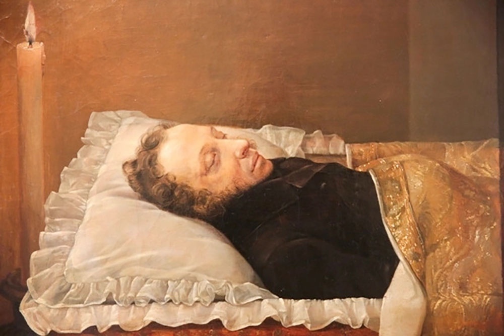    К. А. Алексеевич. Александр Пушкин на смертном одре. 1837. Всероссийский музей А. С. Пушкина. / Фото: Анатолий Медведь/РГ