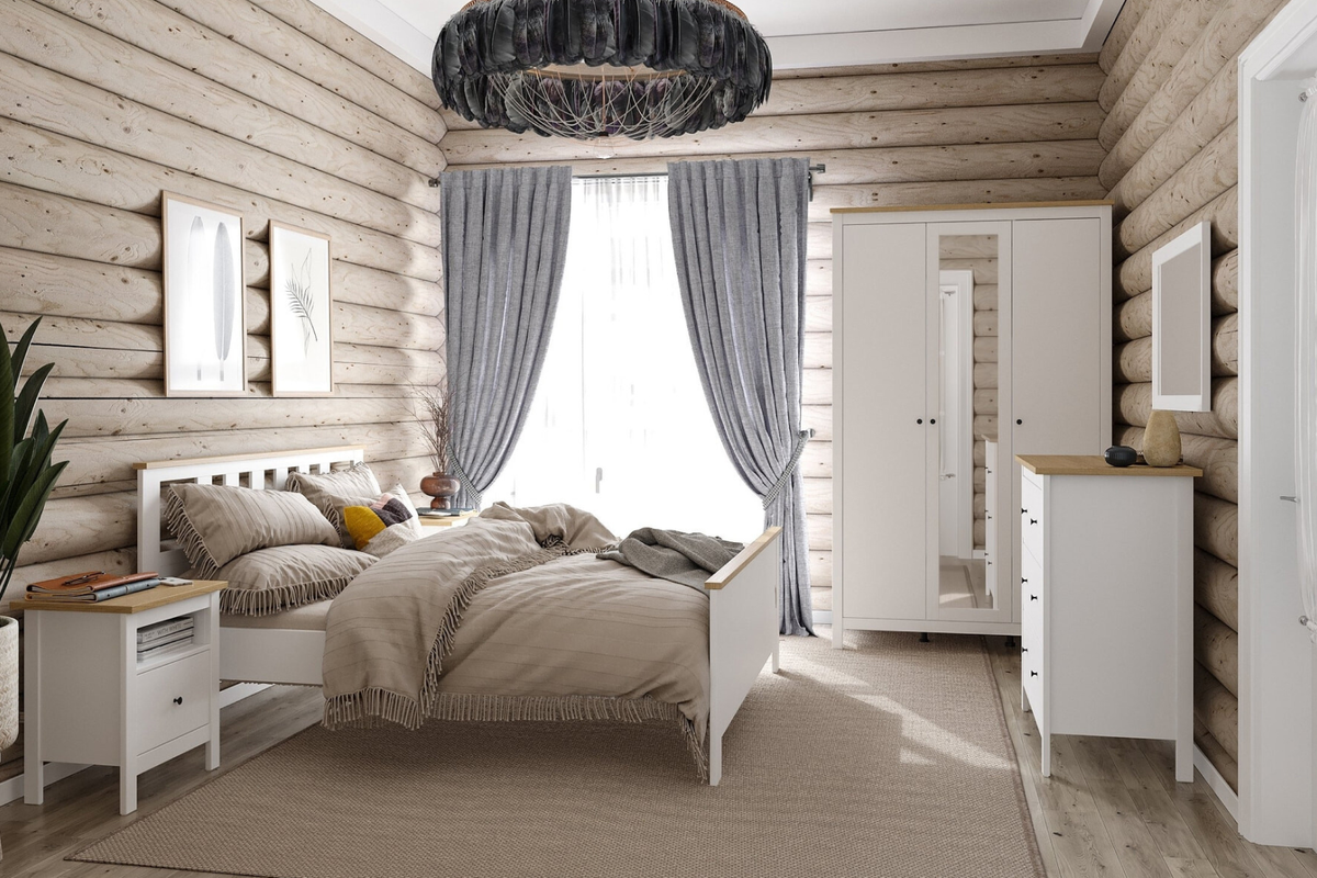 Трехдверный распашной шкаф доступен для заказа в шести цветовых исполнениях, но наши покупатели отдавали предпочтение светлой скандинавской классике.