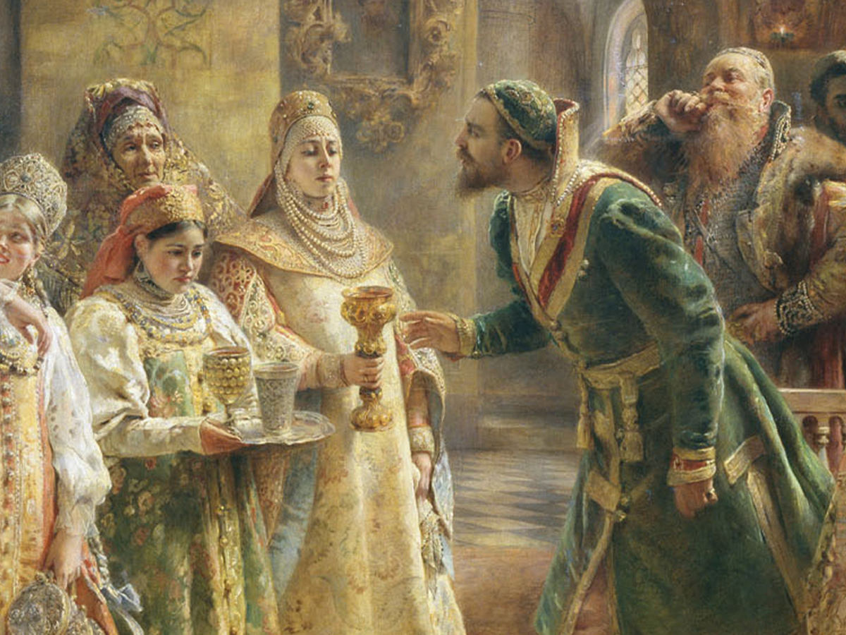 Константин Маковский. Поцелуйный обряд (фрагмент). 1895. Русский музей, Санкт-Петербург