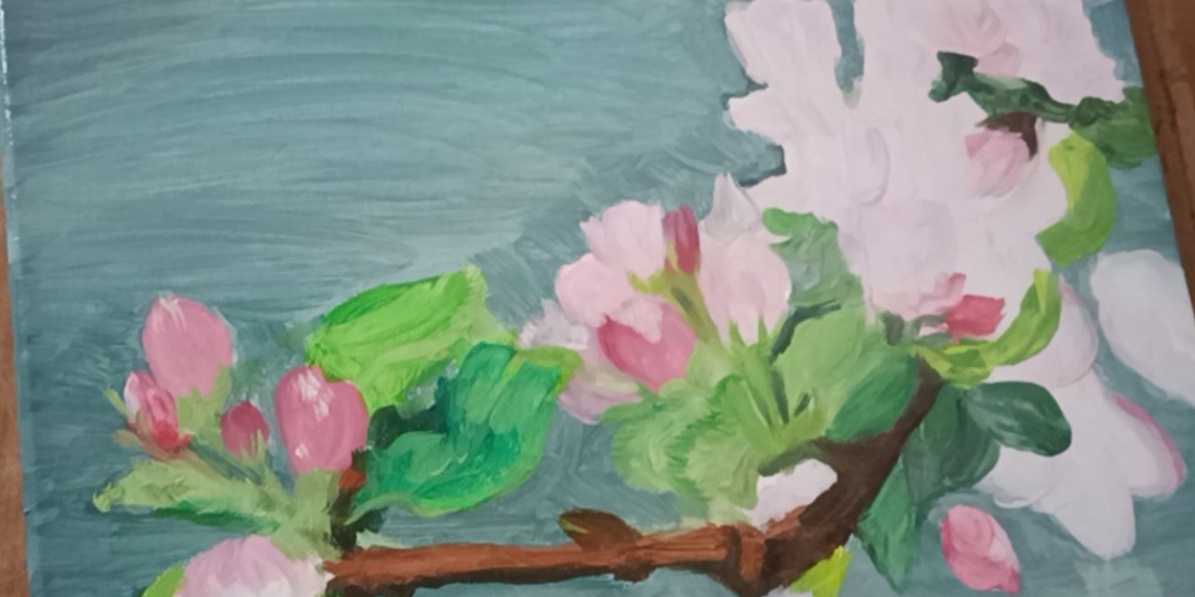 Скоро весна!!! Пишем и рисуем картину "Цветущая яблоня", 30*40 см, масло, холст на подрамнике, 1 часть