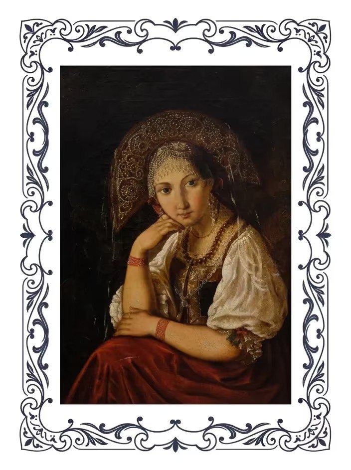 Неизвестный художник. Неизвестная в русском костюме. Первая половина XIX века. Государственный музей изобразительных искусств Республики Татарстан, Казань