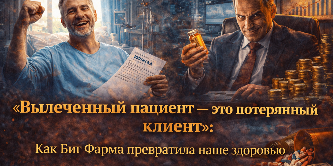 «Вылеченный пациент — это потерянный клиент»: Как Биг Фарма превратила наше здоровье в пожизненную подписку