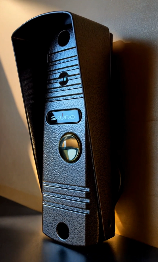 Вызывная панель выполнена в классическом дизайне с бронзовой отделкой и антивандальным корпусом.