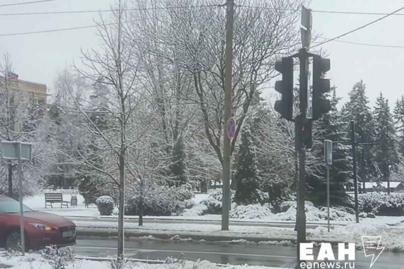    Зимний городской пейзаж в серых тонах
