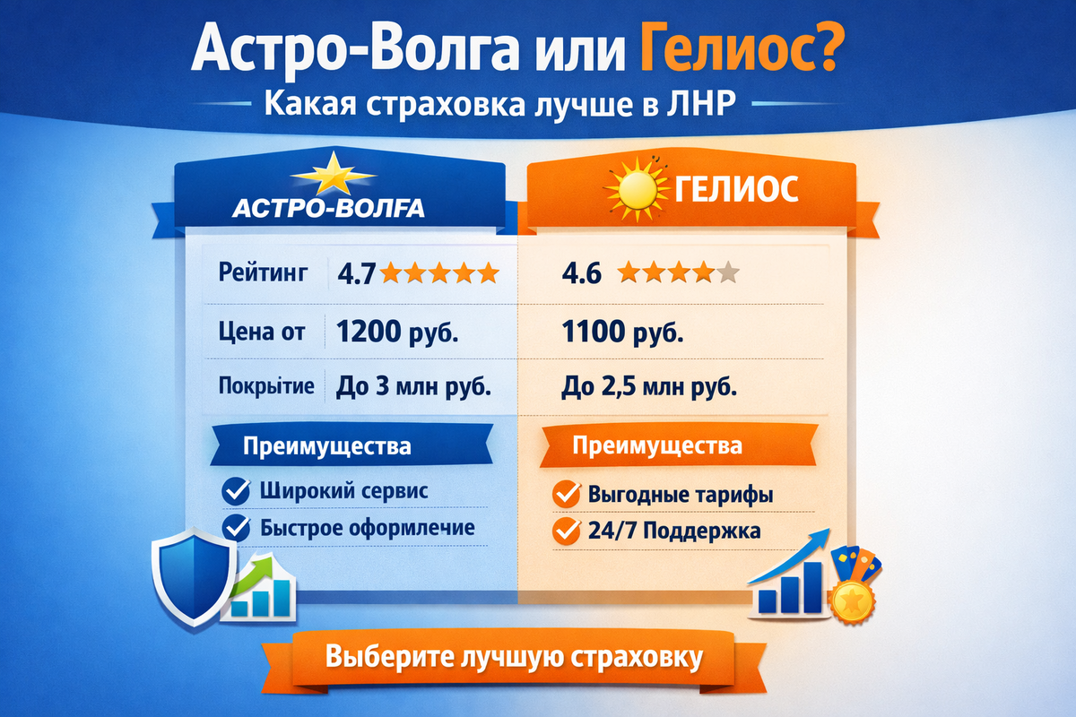 Астро-Волга или Гелиос? Какая страховка ОСАГО лучше и дешевле в ЛНР