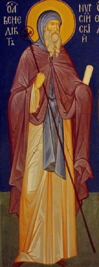 Преподобный Венедикт Нурсийский. Современная роспись.