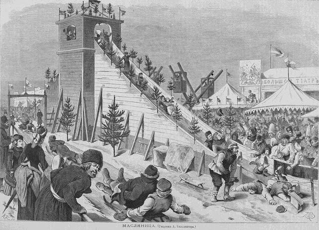 Масляница. Гравюра хужожника Соломаткина (1878 год)