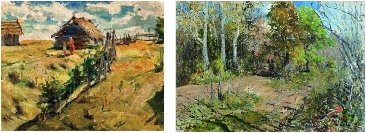 Константин Коровин. Деревня. 1910-е гг.           Дорога в Жуковке. 1888 г.