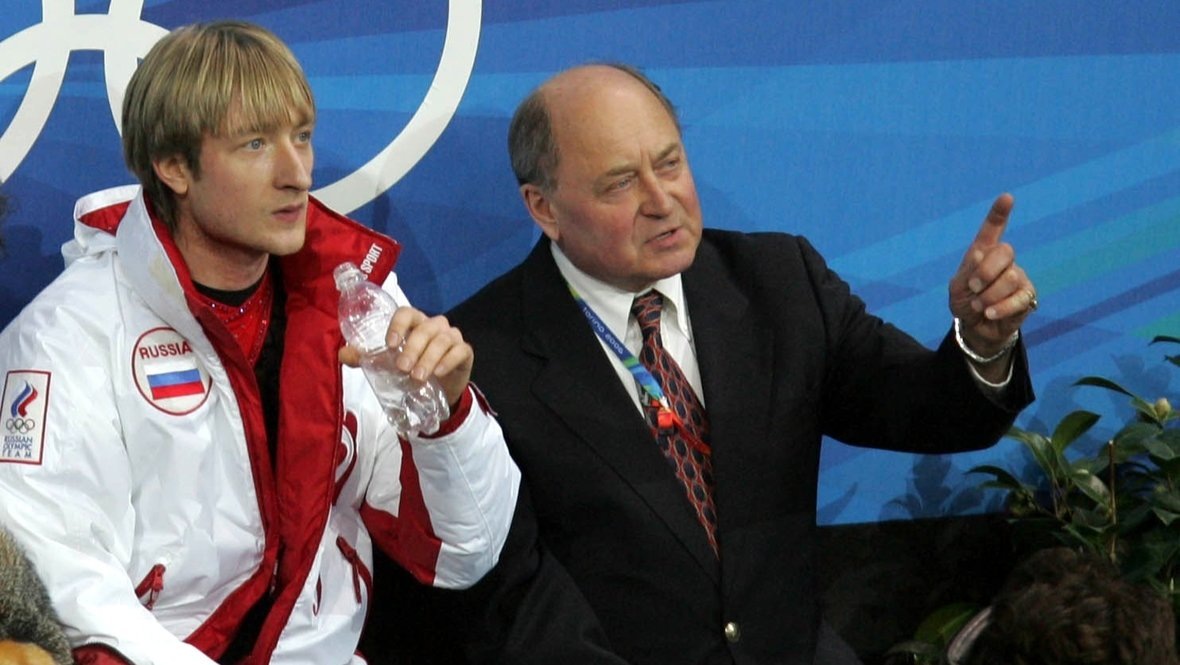 Евгений Плющенко и Алексей Мишин на Олимпиаде-2006 в Турине. Фото Александр Вильф, архив «СЭ»