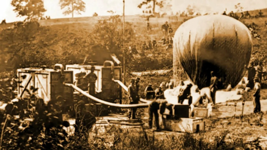 Заполнение аэростата газом в полевых условиях, Гражданская война в США.