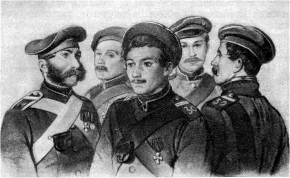 Петр Кошка с сослуживцами - все награждены Георгиевскими Крестами.