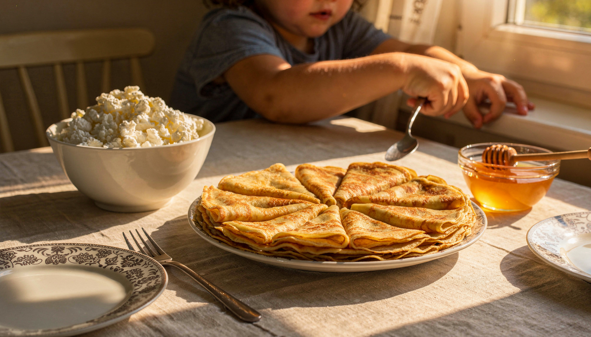 Подача блинов на стол