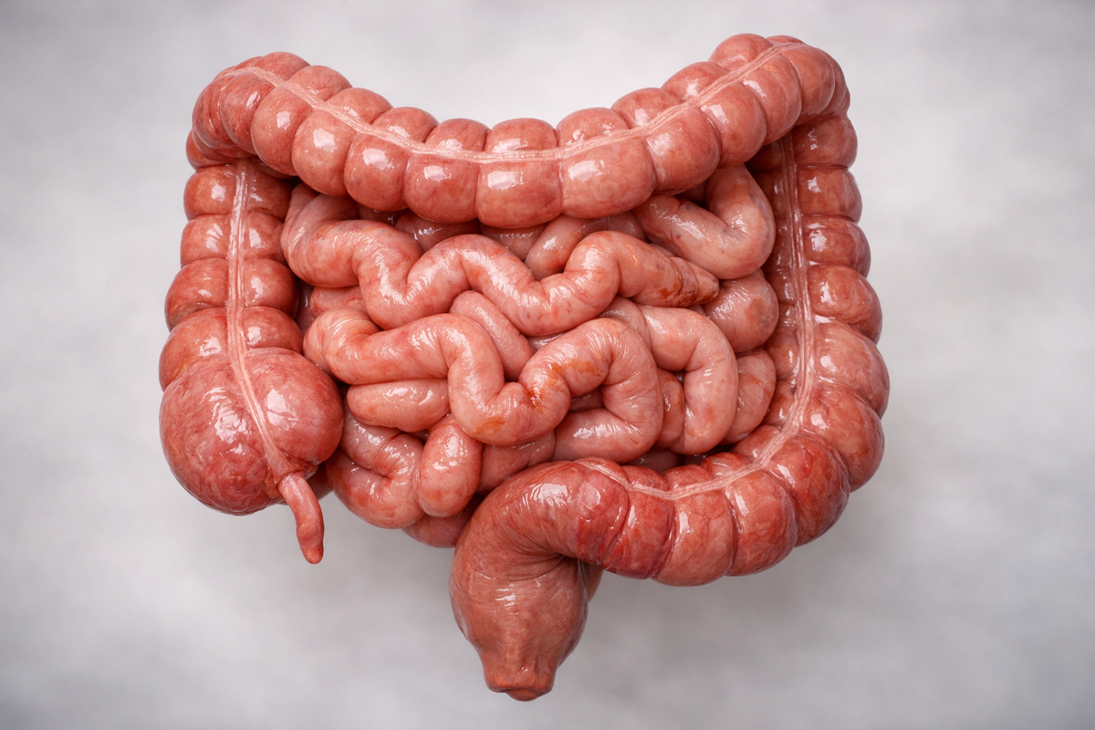 Кишечник — это длинный отдел пищеварительного тракта, который начинается сразу после желудка и заканчивается прямой кишкой: здесь пища окончательно расщепляется, полезные вещества всасываются в кровь и лимфу, а остатки превращаются в кал и выводятся наружу; кроме того, кишечник участвует в работе иммунитета и поддерживает баланс микробиоты. По длине он сильно отличается у разных людей и зависит от возраста, телосложения и способа измерения: в среднем тонкая кишка у взрослого составляет примерно 5–7 метров, толстая — около 1,5 метра, то есть общая длина обычно оказывается в диапазоне примерно 6–8 метров. Фото: Хатуна Колбая 