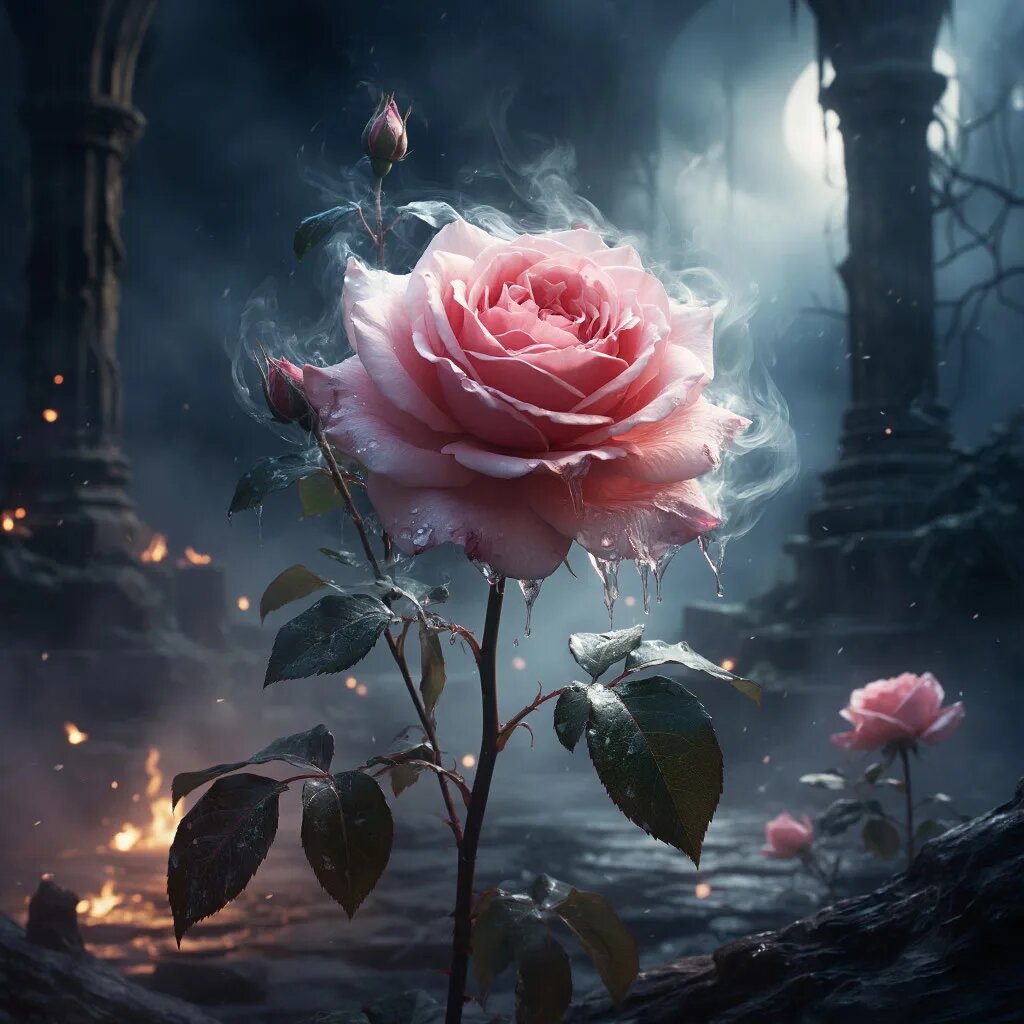 Роза. Иллюстрация сгенерирована нейросетью