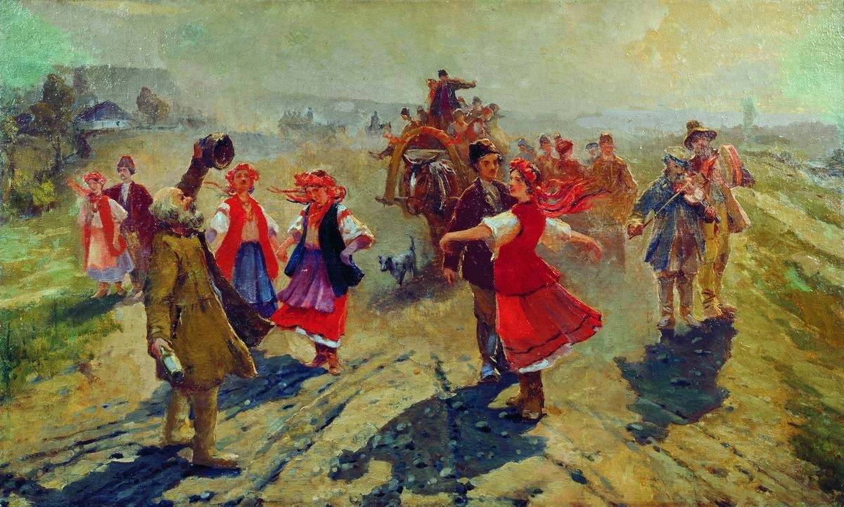 В. Маковский. Свадебный поезд в Орловской губернии. 1887 г.