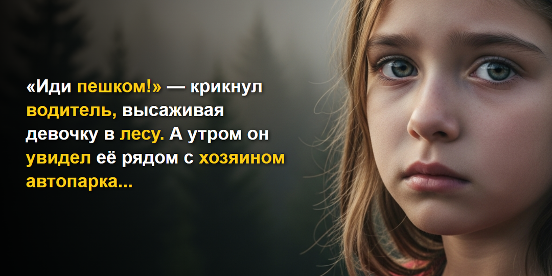 Иди пешком!» — крикнул водитель, высаживая девочку в лесу. А утром он увидел её рядом с хозяином автопарка