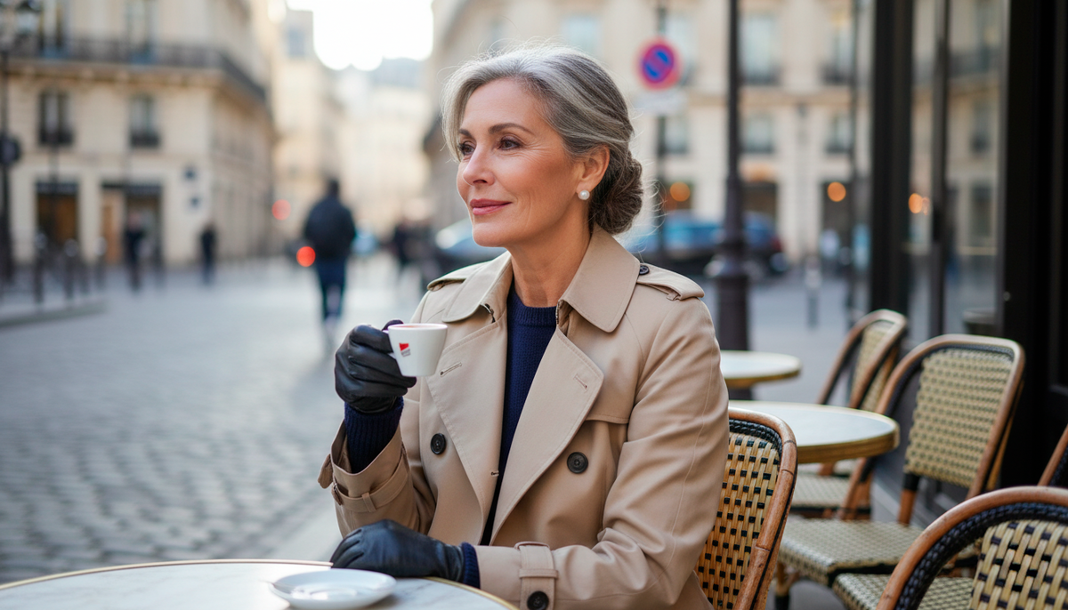 Простое пальто, минимум украшений, чашка кофе и при этом выглядит на миллион. В этом весь секрет.