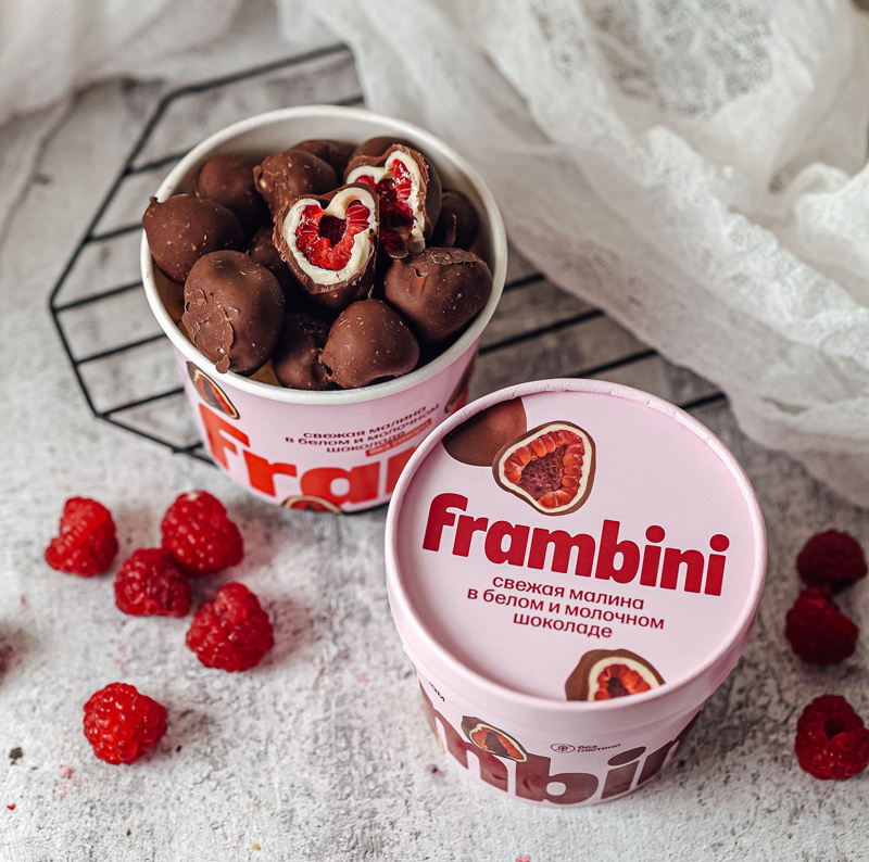 Малина Frambini в белом и молочном шоколаде