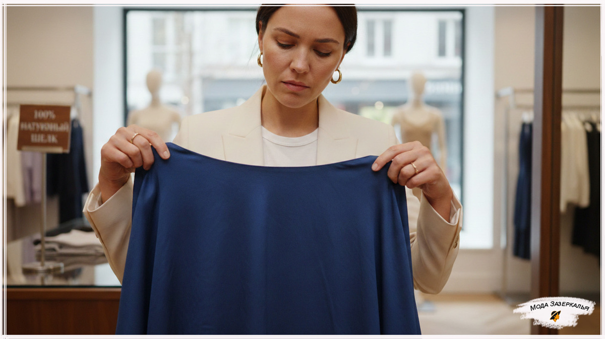 Выбор вещи из шелка в магазине