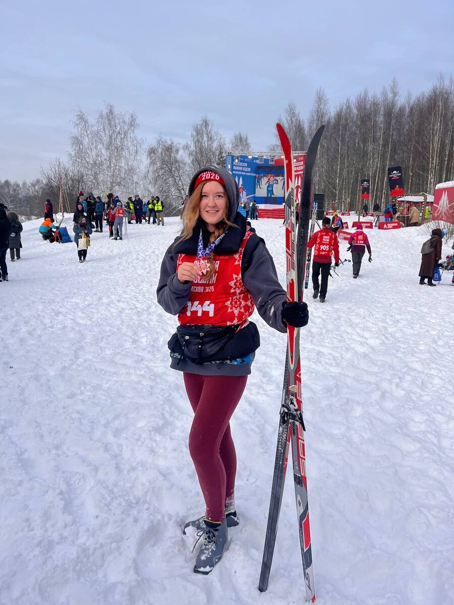 Уже с медалью после заезда 