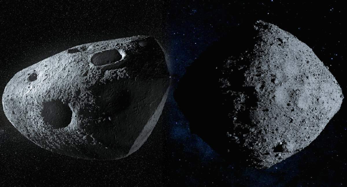 Крупные космические объекты Апофис (слева) и Бенну.