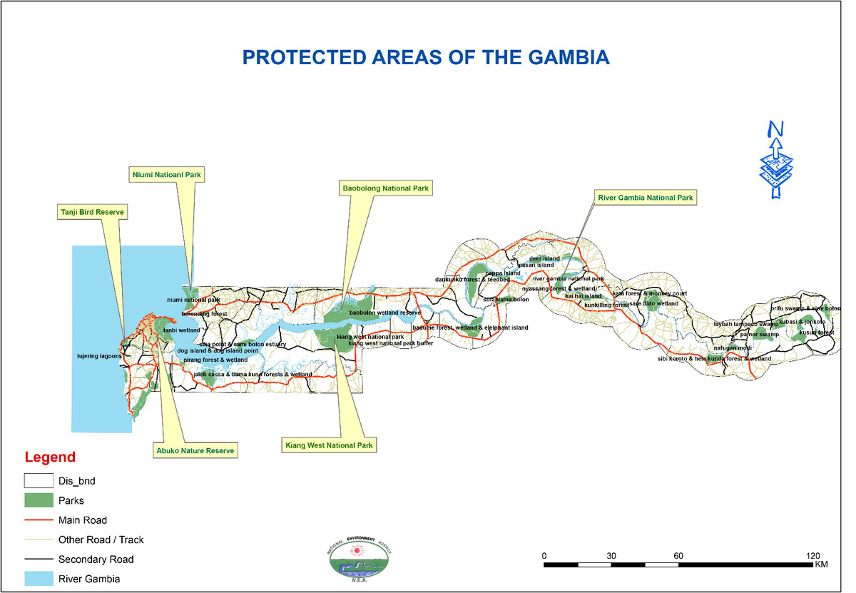 Основные национальные парки и заповедники Гамбии