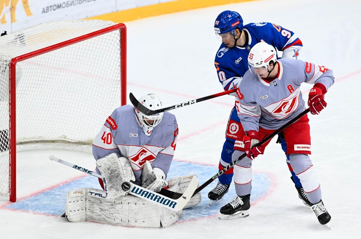    ХК Спартак в матче КХЛ Фото: соцсети ХК СКА