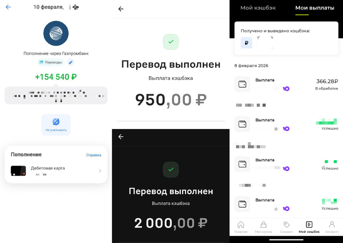 Скриншоты выплат