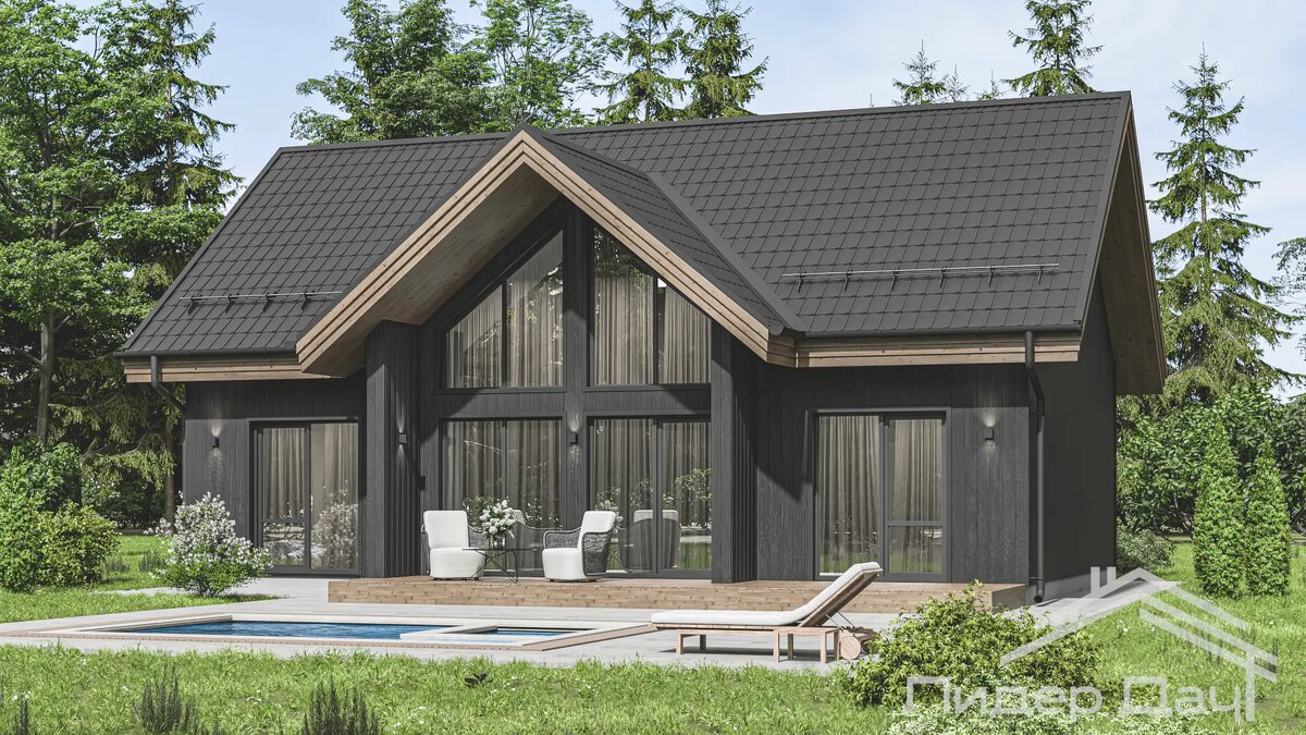 Проект каркасного одноэтажного дома "Август" от компании Лидер Дач