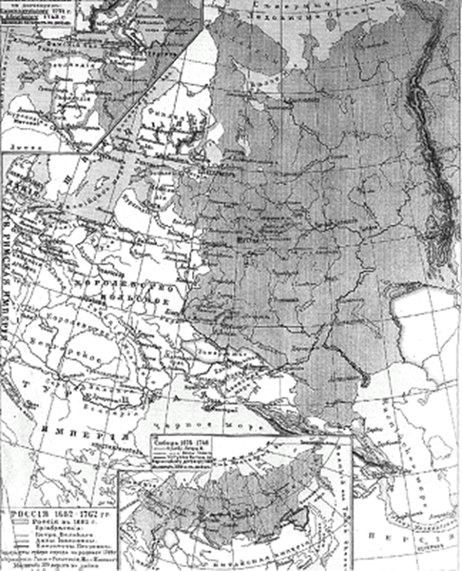 Карта: Россия в 1682 – 1762 гг.