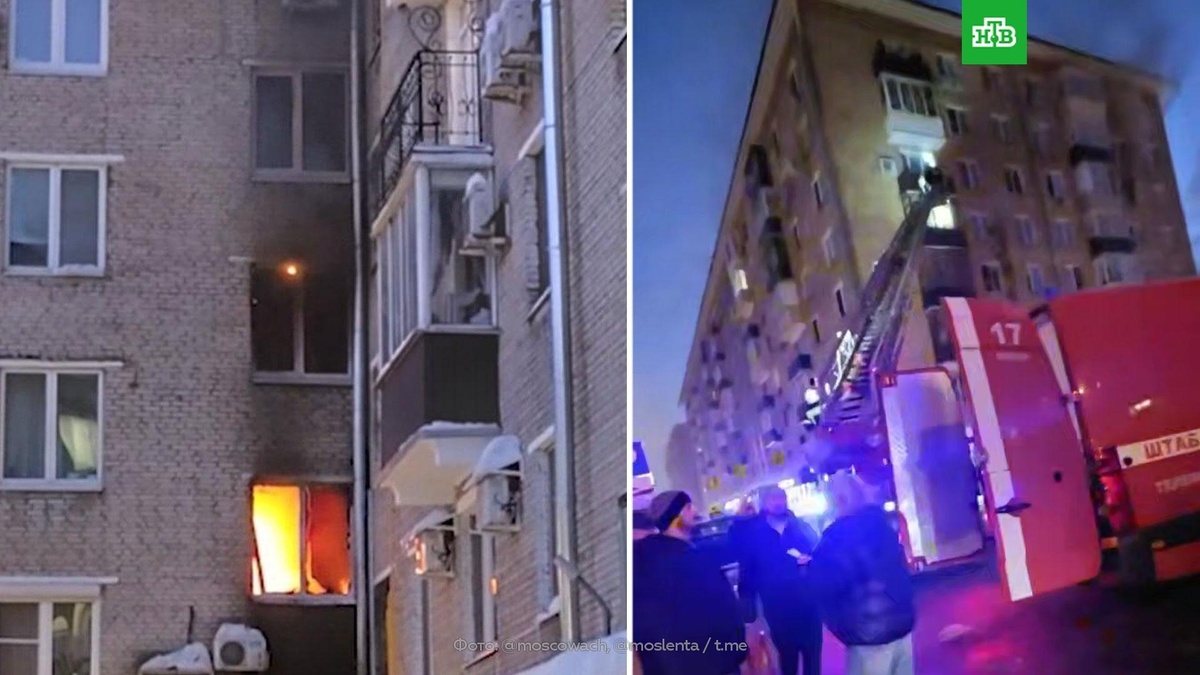    Жилой дом горит в центре Москвы
