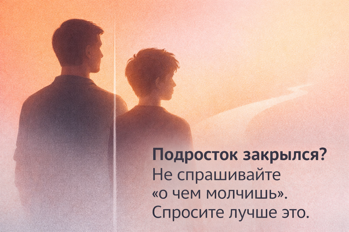Стилизованное изображение родителя и подростка, стоящих рядом и смотрящих в будущее. Символизирует доверительные отношения и поддержку в выборе пути.