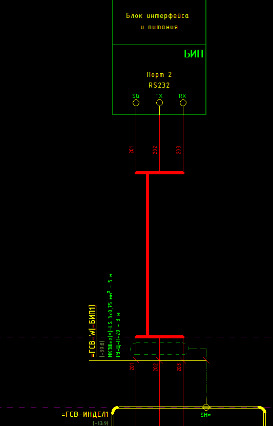 Отображения кабеля на схемах внешних соединений
