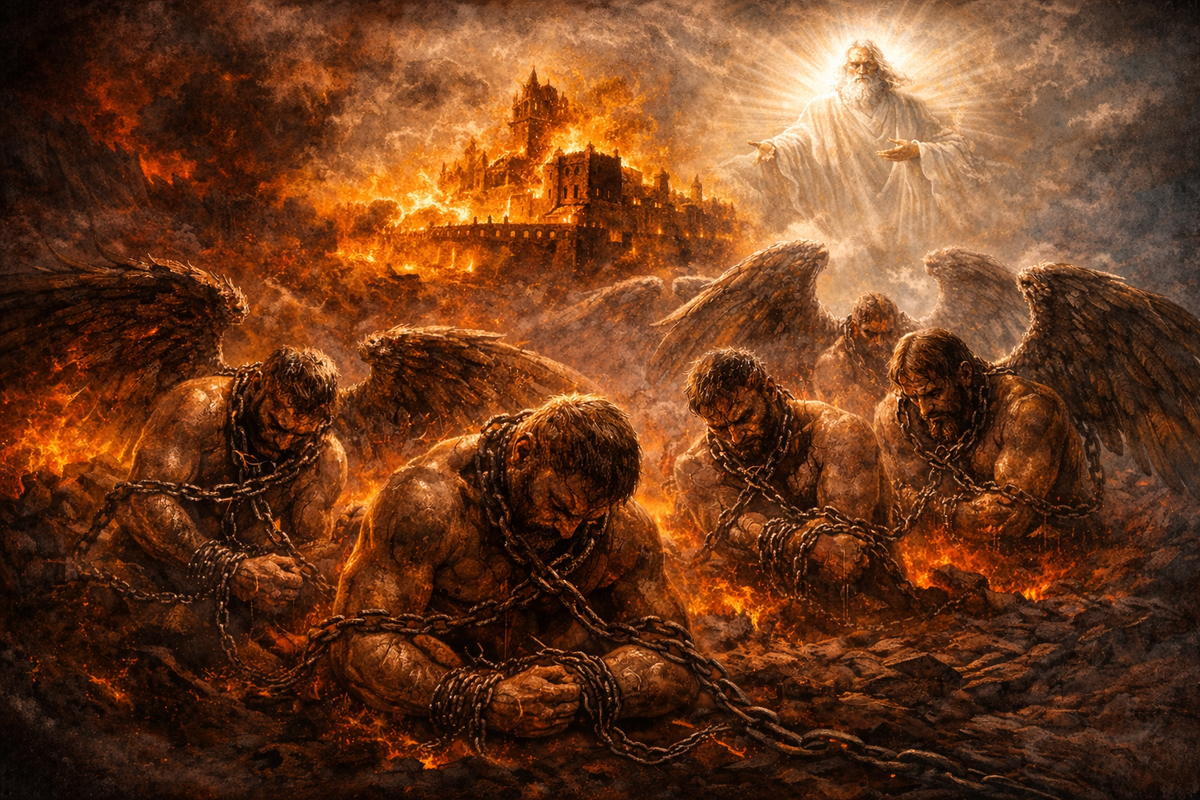 Рис. 5. и ангелов, не сохранивших своего достоинства, но оставивших свое жилище, соблюдает в вечных узах, под мраком, на суд великого дня. 