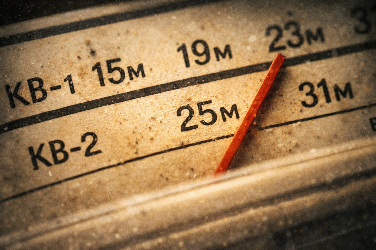 Макросъемка шкалы настройки советского радиоприемника