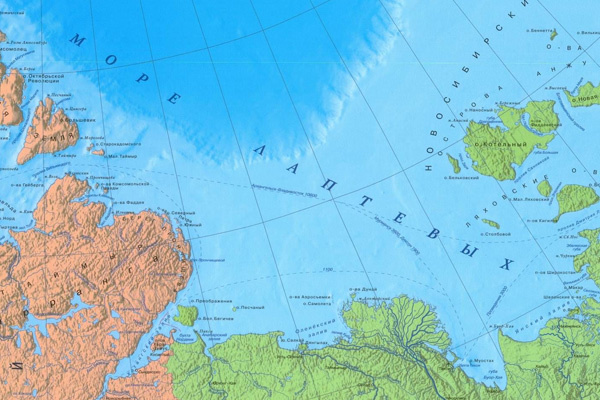Море Лаптевых на карте. Изображение в свободном доступе. 