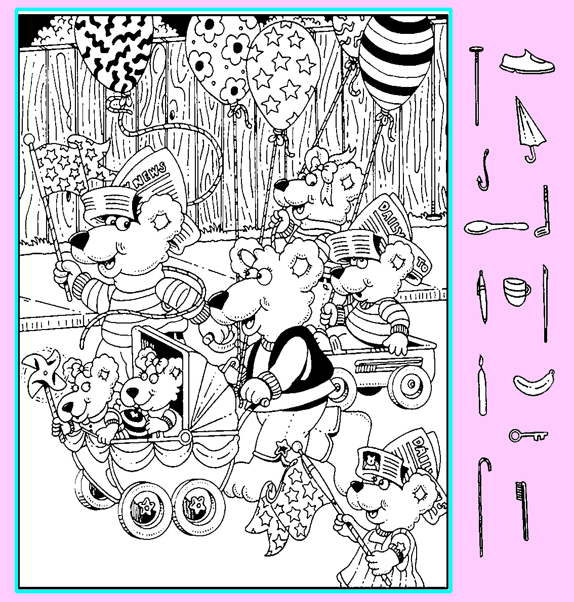 Тест на внимательность: найди чашку, гвоздь, ложку и другие предметы на картинке. Картинка подготовлена автором