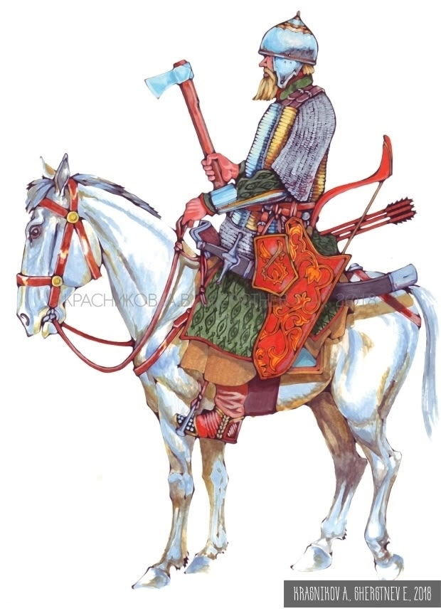 Русский поместный всадник XVI века. Рис. Александр Красников, Евгений Шерстнев.