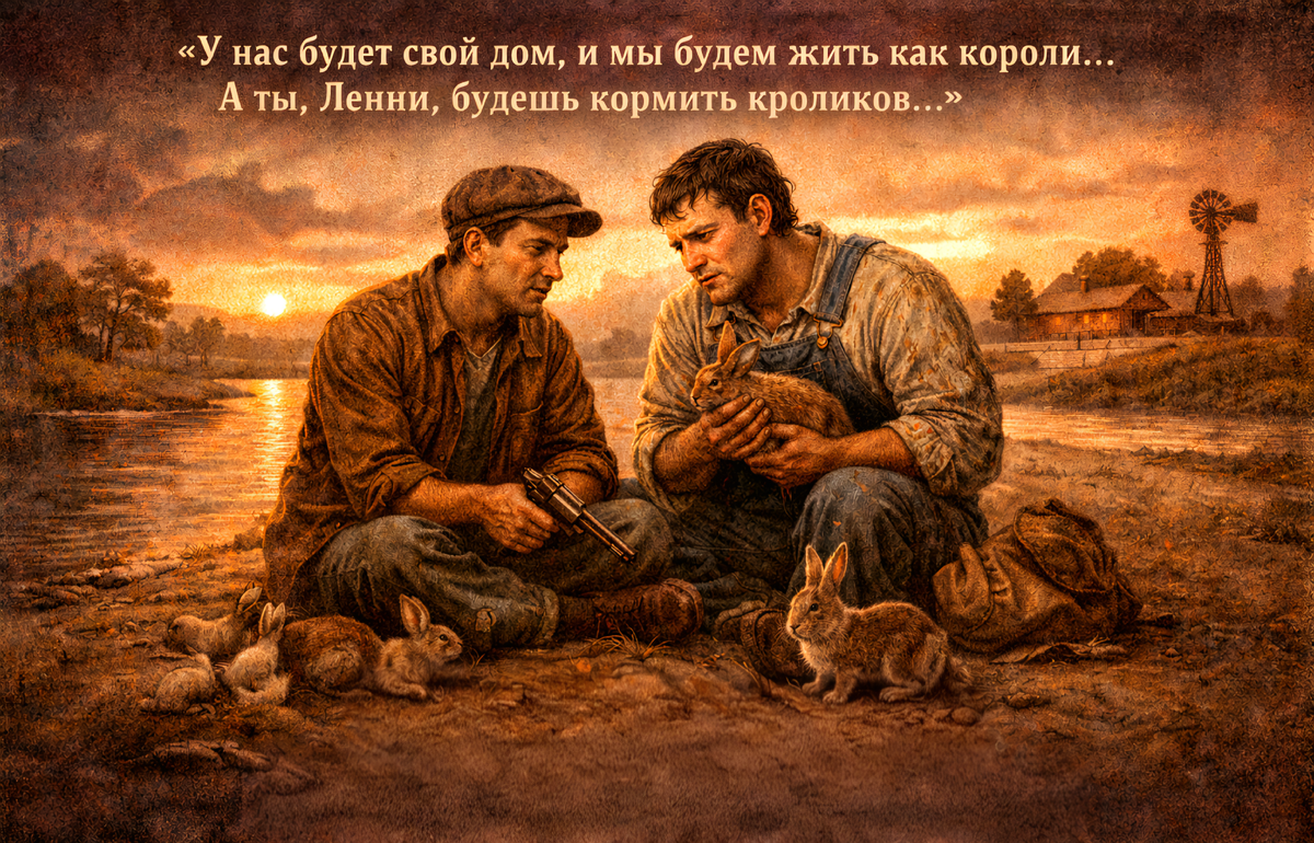 ​«У нас будет свой дом, и мы будем жить как короли... А ты, Ленни, будешь кормить кроликов».