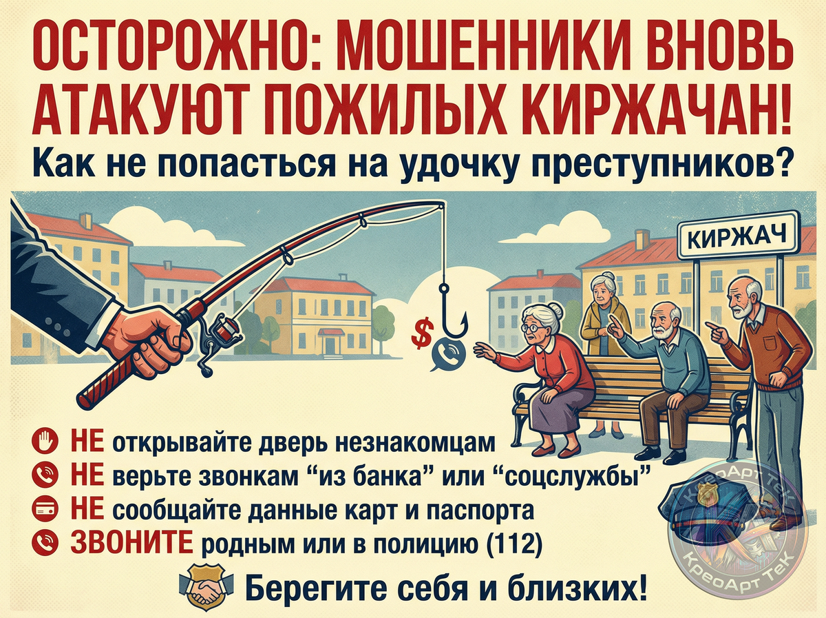 Осторожно: мошенники вновь атакуют пожилых Киржачан!