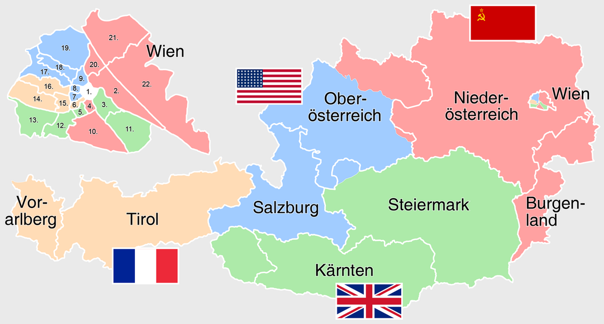 Оккупационные зоны в Австрии в 1945–1955 годах