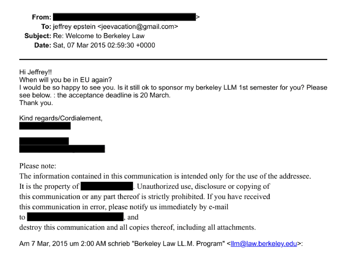 Министерство юстиции США📷Девушка пишет Эпштейну, чтобы узнать, будет ли он спонсировать ее первый семестр обучения в Калифорнийском университете в Беркли.