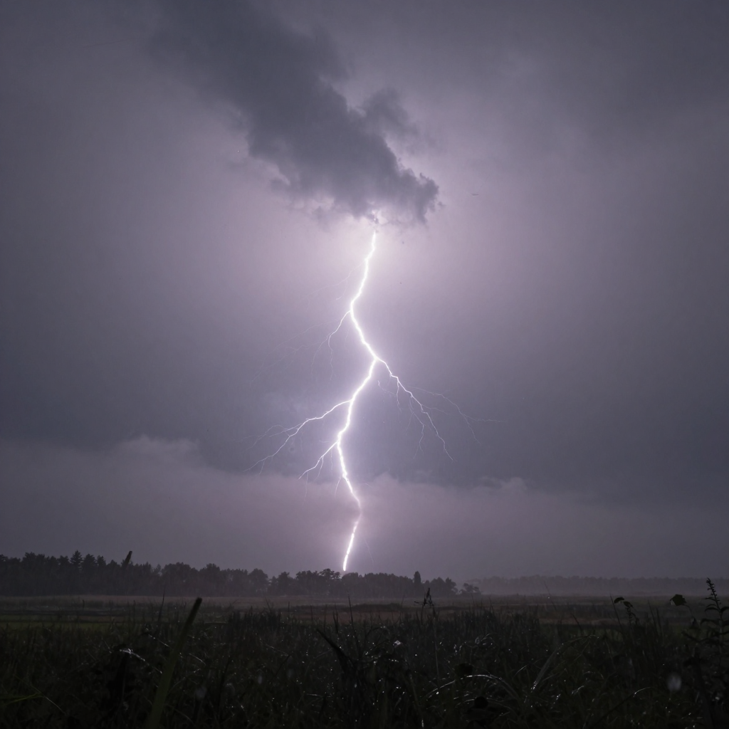Обратите внимание на нижний слой облачности, гроза проходит сверху.