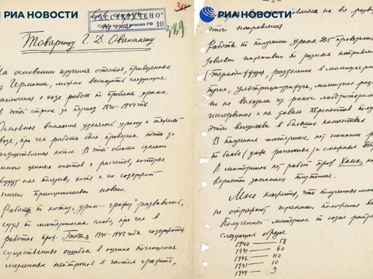    Рассекреченный архивный документ СВР | © РИА Новости