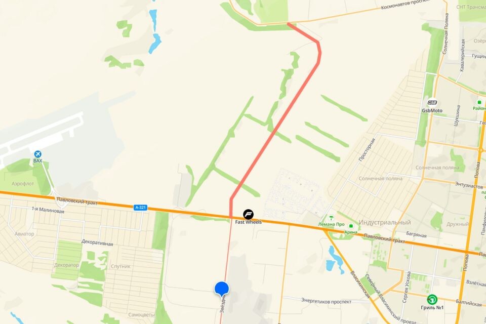    Возможное расположение нового участка дороги по ул. Звездной (выделено красной линией). Источник: "Толк"