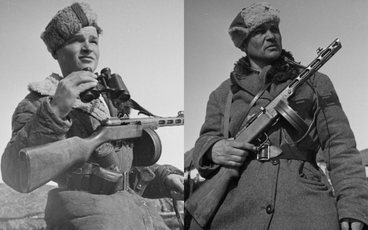 Советские партизаны в селе западнее Курска, февраль 1943-го. Фото: С. Фридлянд. 