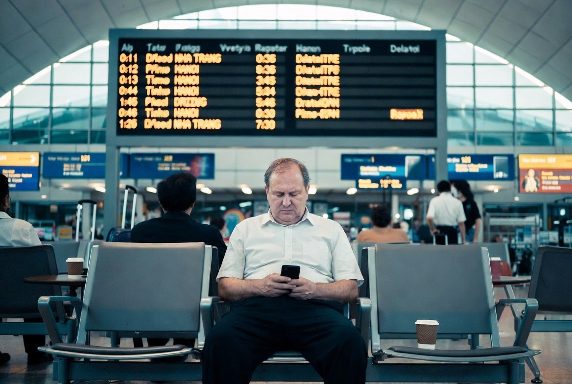 Рейс задержали, сижу жду