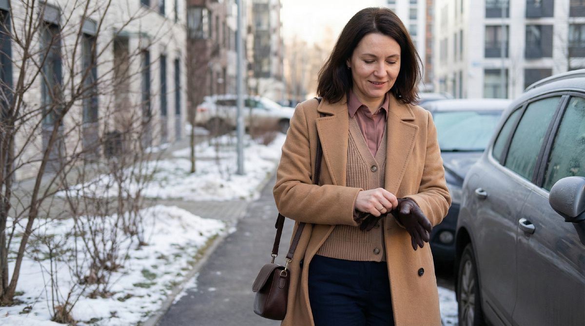 Утренний выход: все слои на месте, готова к любой температуре